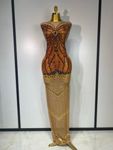Luxury Rhinestones Mesh Long Dress 2025 Elegant Sexy Sleeveless Birthday Evening Party Gown Performance Singer Stage Outfit